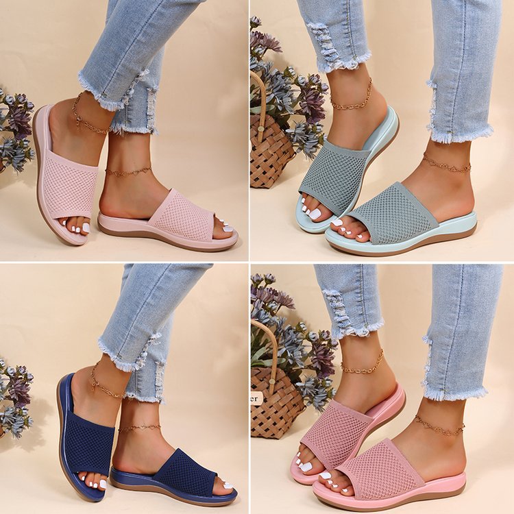 Fashion Flying Weave Wedge Sandals With Soft Bottom