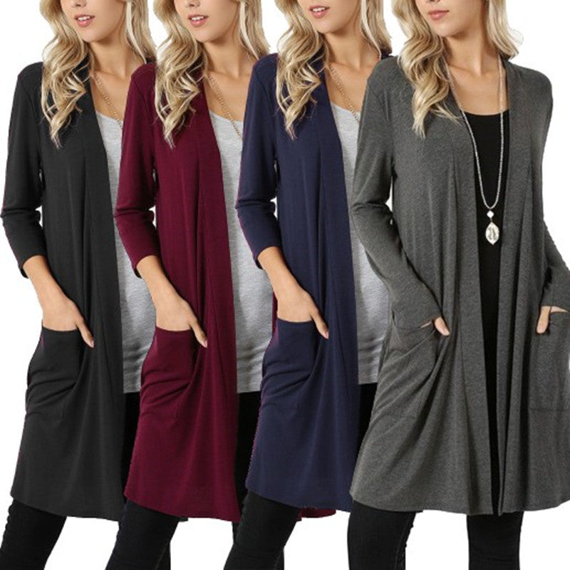 Cardigan long-sleeved mid-length cardigan