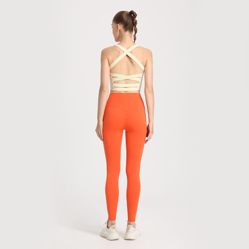 Lycra Workout Clothes High Waist Peach